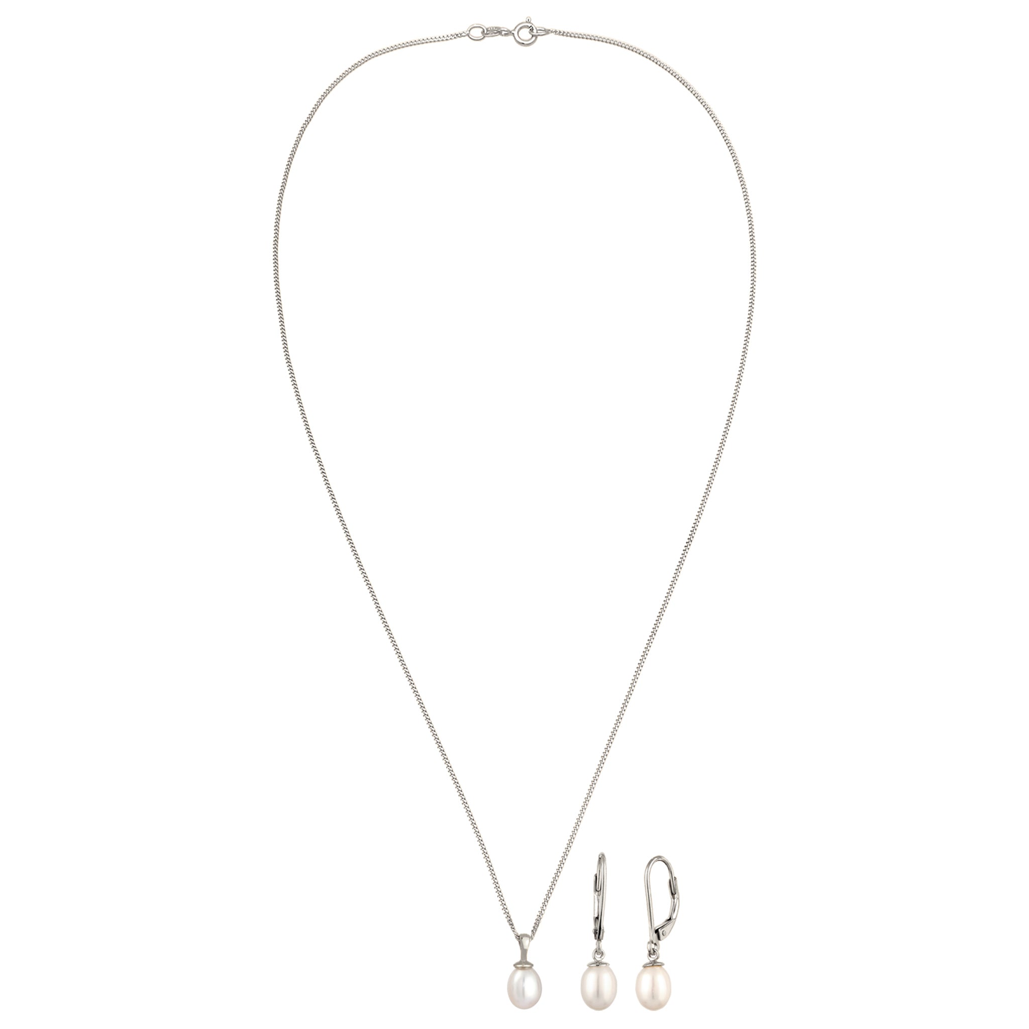 Silber - Elli | Schmuckset | Süßwasserzuchtperlen (Weiß) | 925 Sterling Silber