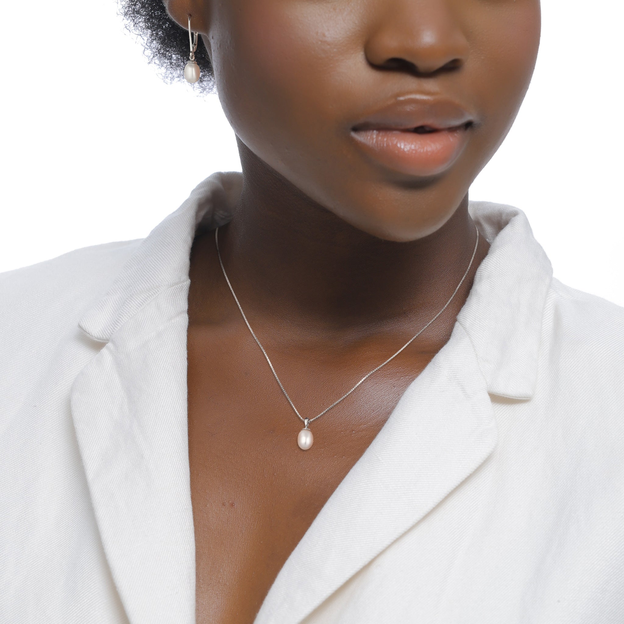 Silber - Elli | Schmuckset | Süßwasserzuchtperlen (Weiß) | 925 Sterling Silber