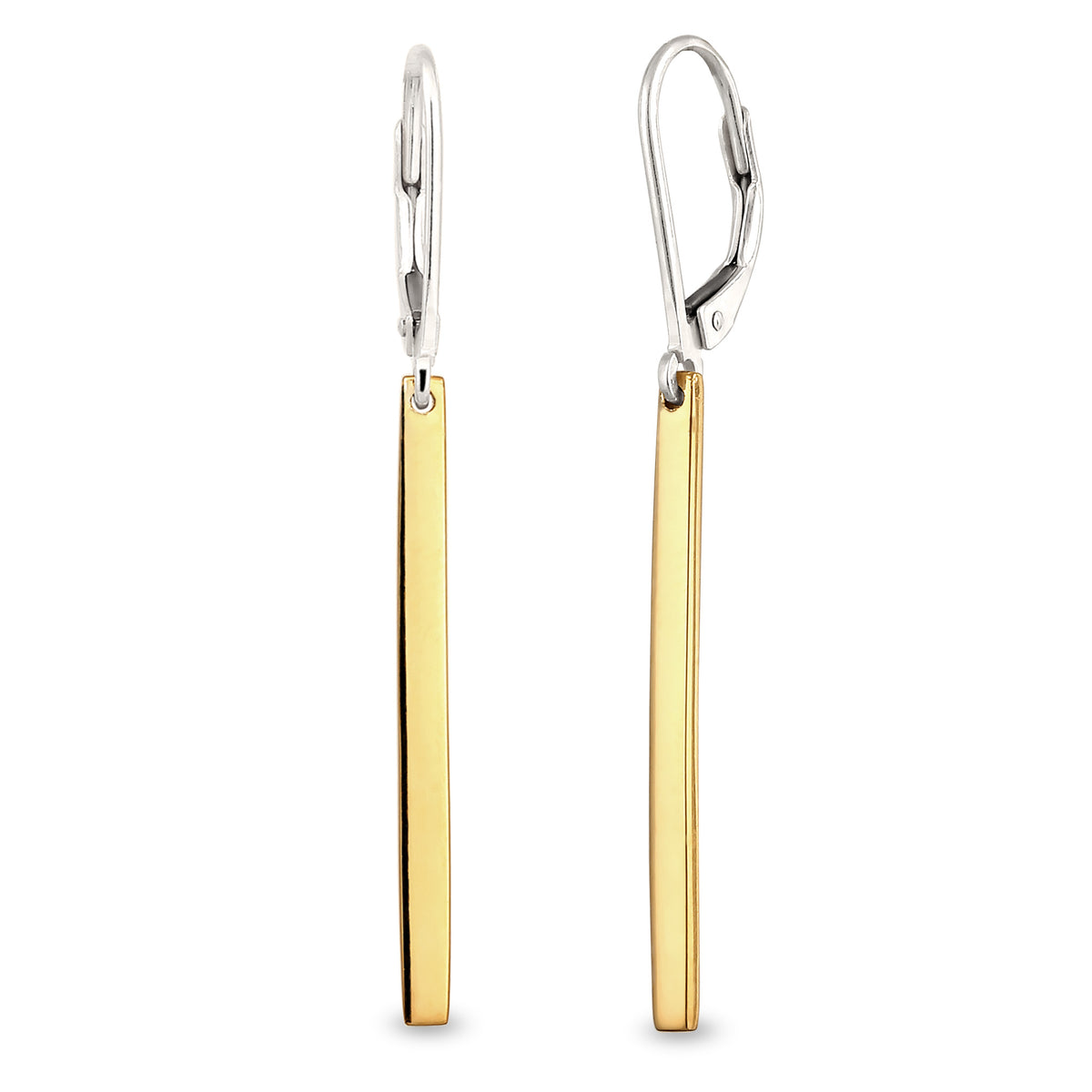 Zweifarbig - Elli | Ohrhänger Stab Bicolor | 925 Sterling Silber vergoldet