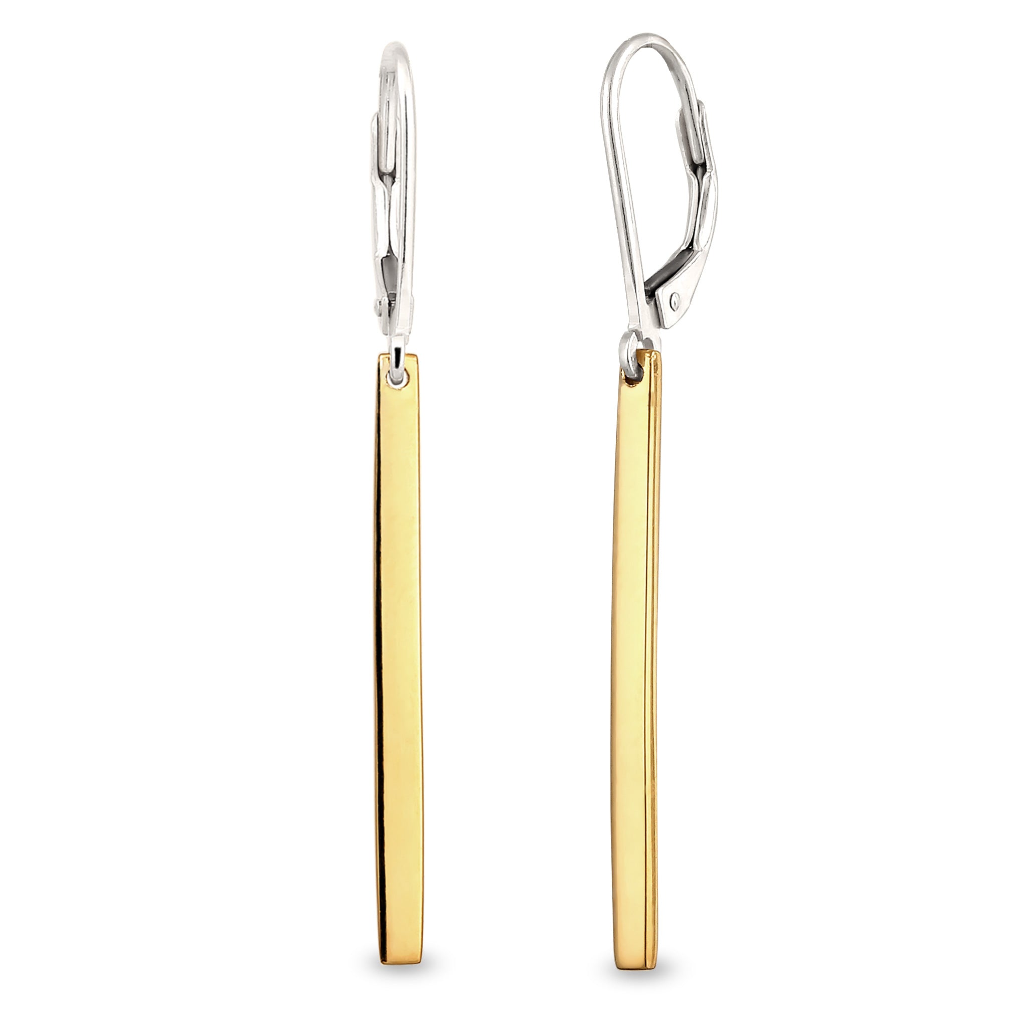 Zweifarbig - Elli | Ohrhänger Stab Bicolor | 925 Sterling Silber vergoldet