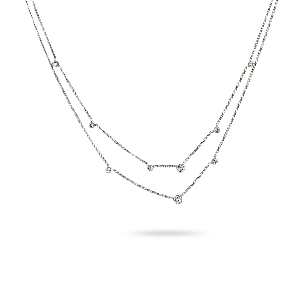 Silber - Elli | Layer-Halskette | Mit Kristallen von Swarovski® (Weiß) | 925 Sterling Silber