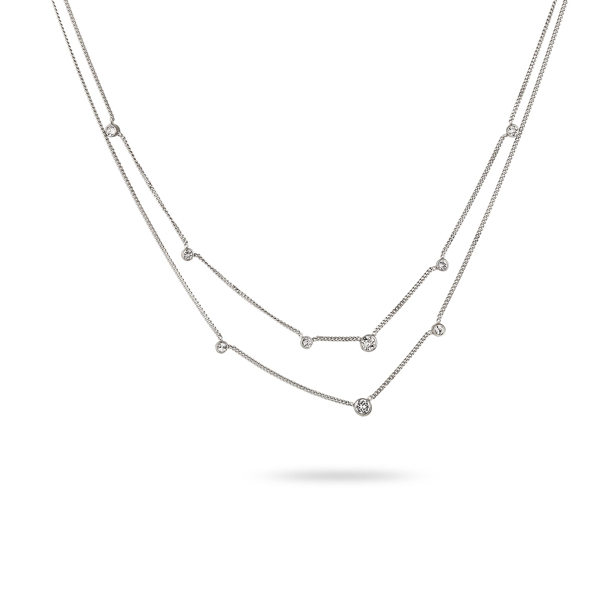 Silber - Elli | Layer-Halskette | Mit Kristallen von Swarovski® (Weiß) | 925 Sterling Silber