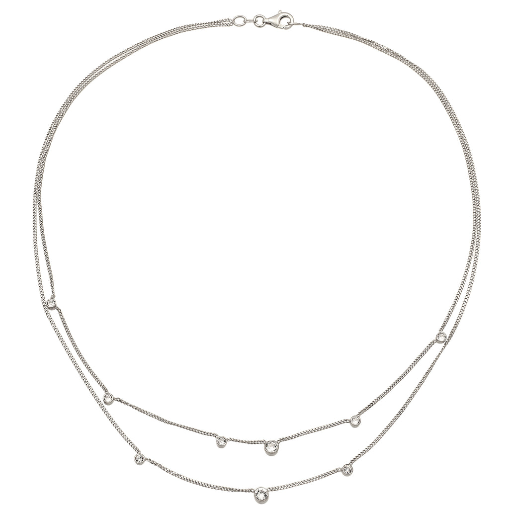 Silber - Elli | Layer-Halskette | Mit Kristallen von Swarovski® (Weiß) | 925 Sterling Silber