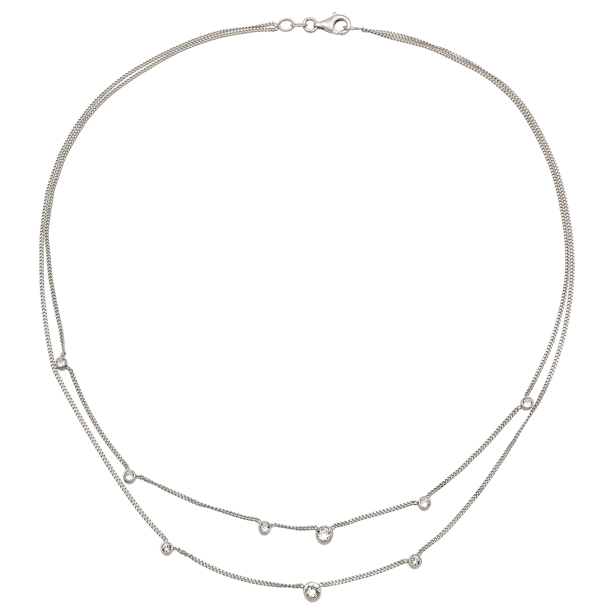 Silber - Elli | Layer-Halskette | Mit Kristallen von Swarovski® (Weiß) | 925 Sterling Silber