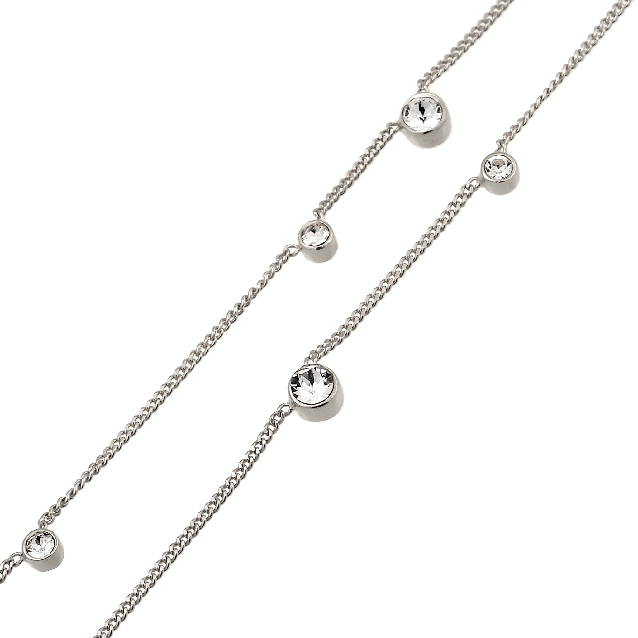 Silber - Elli | Layer-Halskette | Mit Kristallen von Swarovski® (Weiß) | 925 Sterling Silber