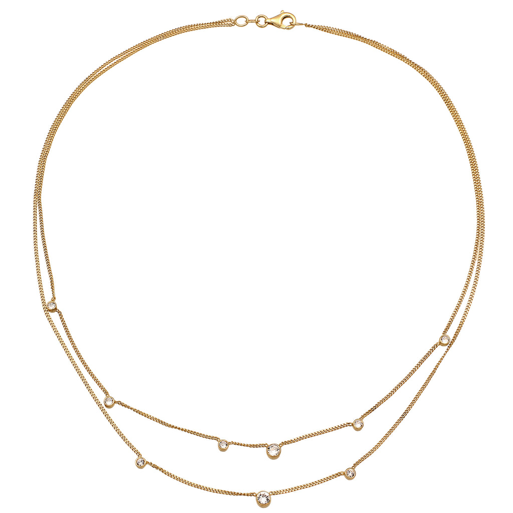 Gold - Elli | Layer-Halskette | Mit Kristallen von Swarovski® (Weiß) | 925 Sterling Silber vergoldet