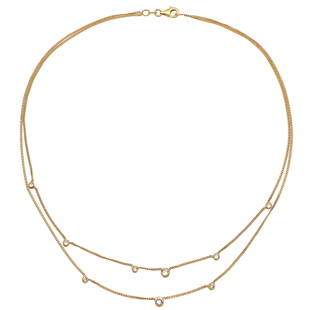Gold - Elli | Layer-Halskette | Mit Kristallen von Swarovski® (Weiß) | 925 Sterling Silber vergoldet