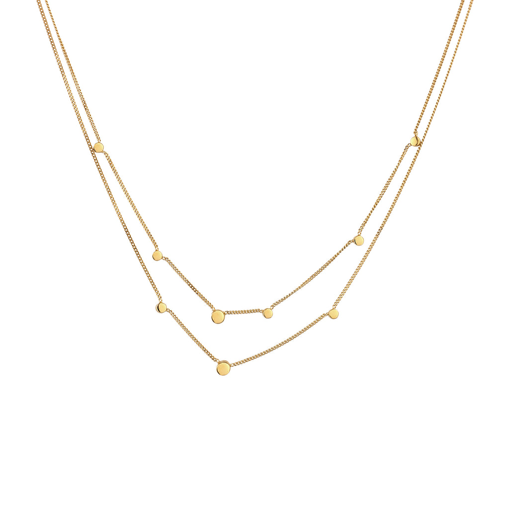 Gold - Elli | Layer-Halskette | Mit Kristallen von Swarovski® (Weiß) | 925 Sterling Silber vergoldet