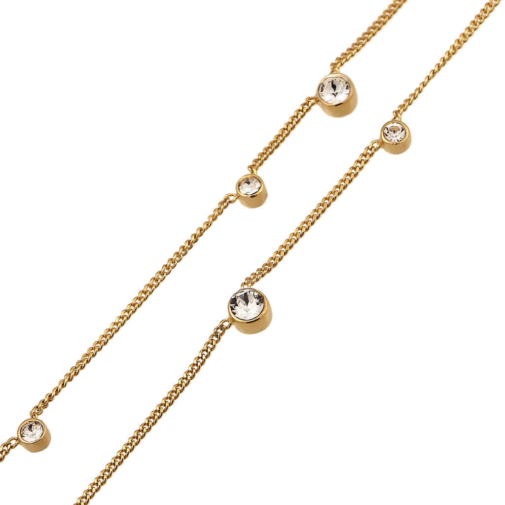 Gold - Elli | Layer-Halskette | Mit Kristallen von Swarovski® (Weiß) | 925 Sterling Silber vergoldet