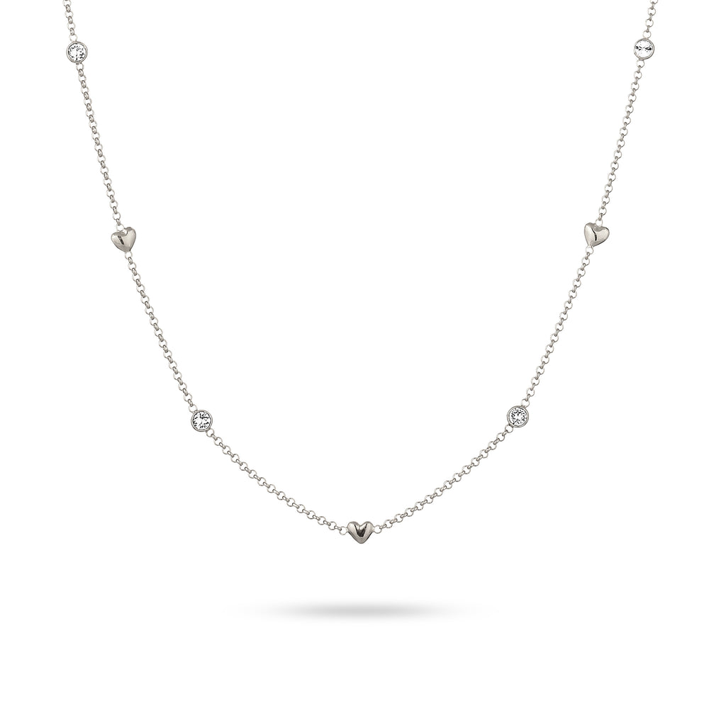 Silber - Elli | Halskette Herz | Mit Kristallen von Swarovski® (Weiß) | 925 Sterling Silber