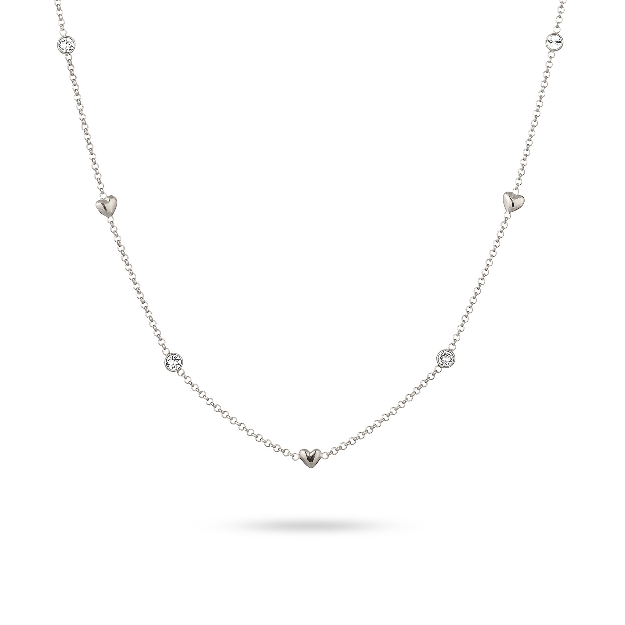 Silber - Elli | Halskette Herz | Mit Kristallen von Swarovski® (Weiß) | 925 Sterling Silber