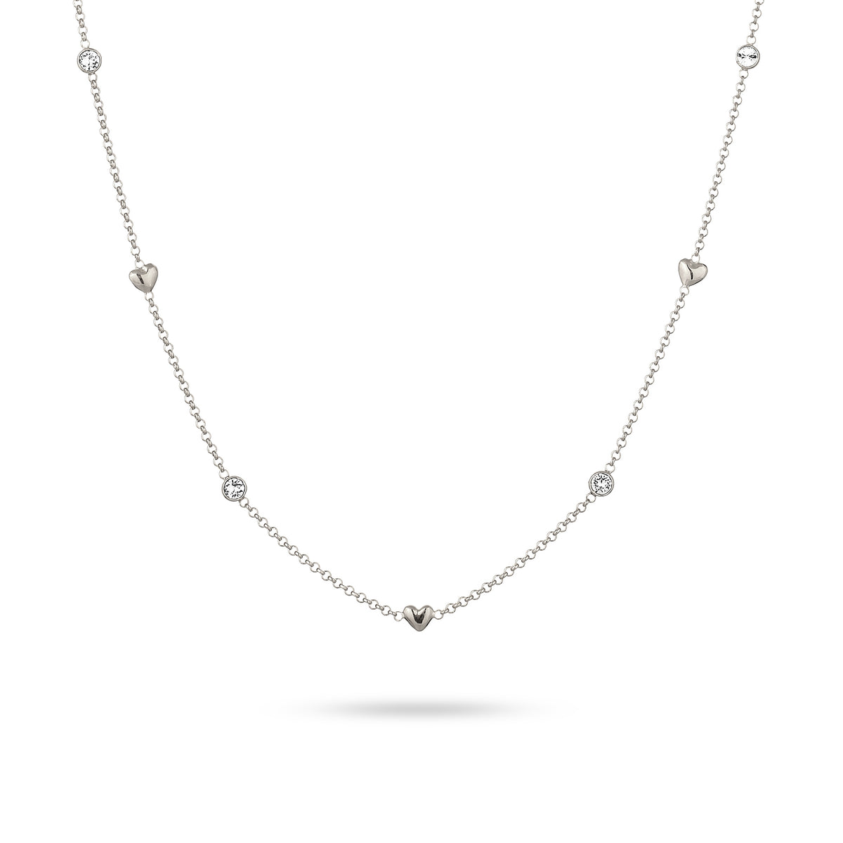 Silber - Elli | Halskette Herz | Mit Kristallen von Swarovski® (Weiß) | 925 Sterling Silber