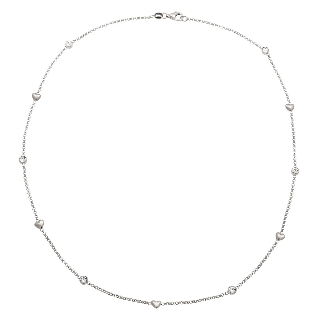 Silber - Elli | Halskette Herz | Mit Kristallen von Swarovski® (Weiß) | 925 Sterling Silber