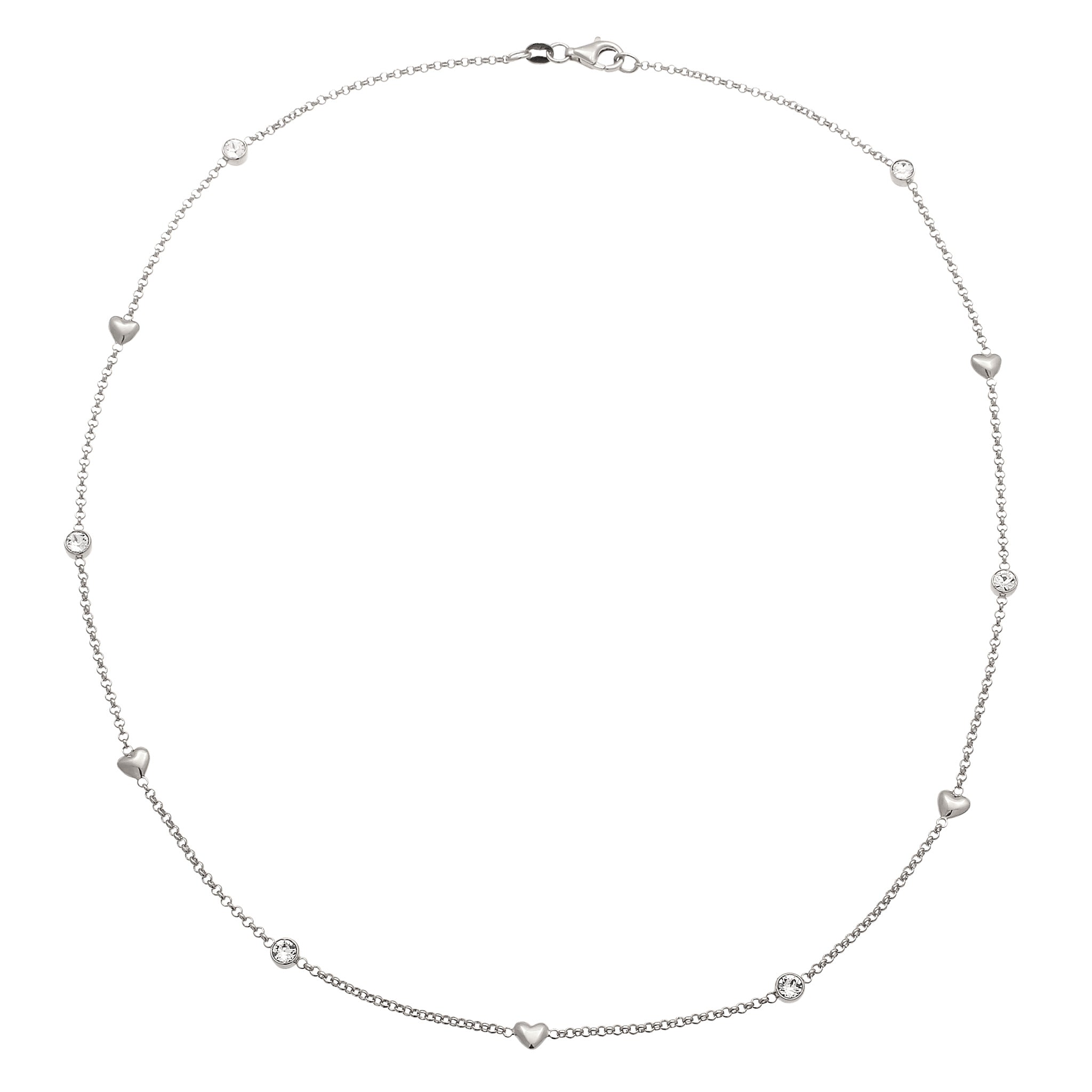 Silber - Elli | Halskette Herz | Mit Kristallen von Swarovski® (Weiß) | 925 Sterling Silber