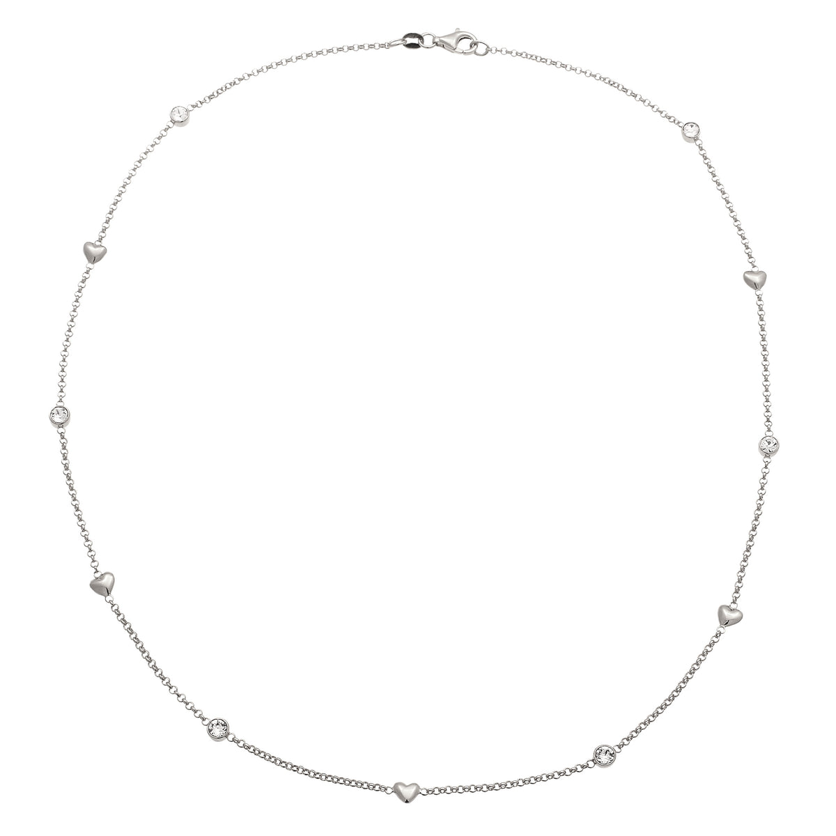 Silber - Elli | Halskette Herz | Mit Kristallen von Swarovski® (Weiß) | 925 Sterling Silber