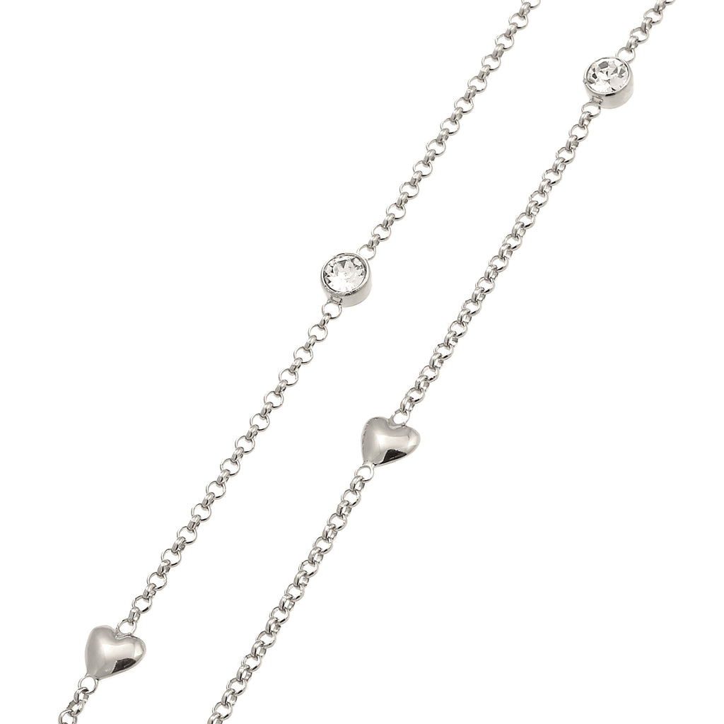 Silber - Elli | Halskette Herz | Mit Kristallen von Swarovski® (Weiß) | 925 Sterling Silber