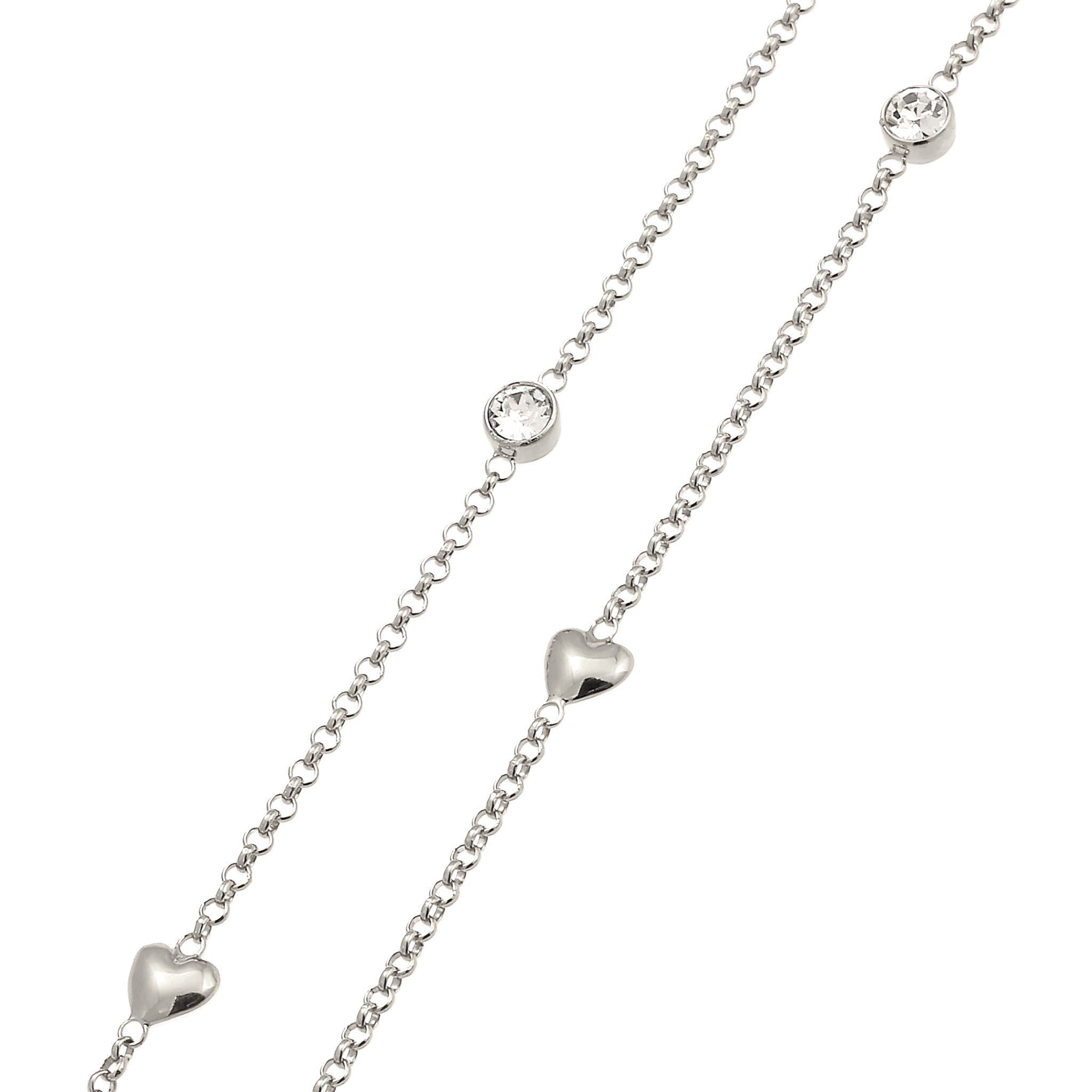 Silber - Elli | Halskette Herz | Mit Kristallen von Swarovski® (Weiß) | 925 Sterling Silber