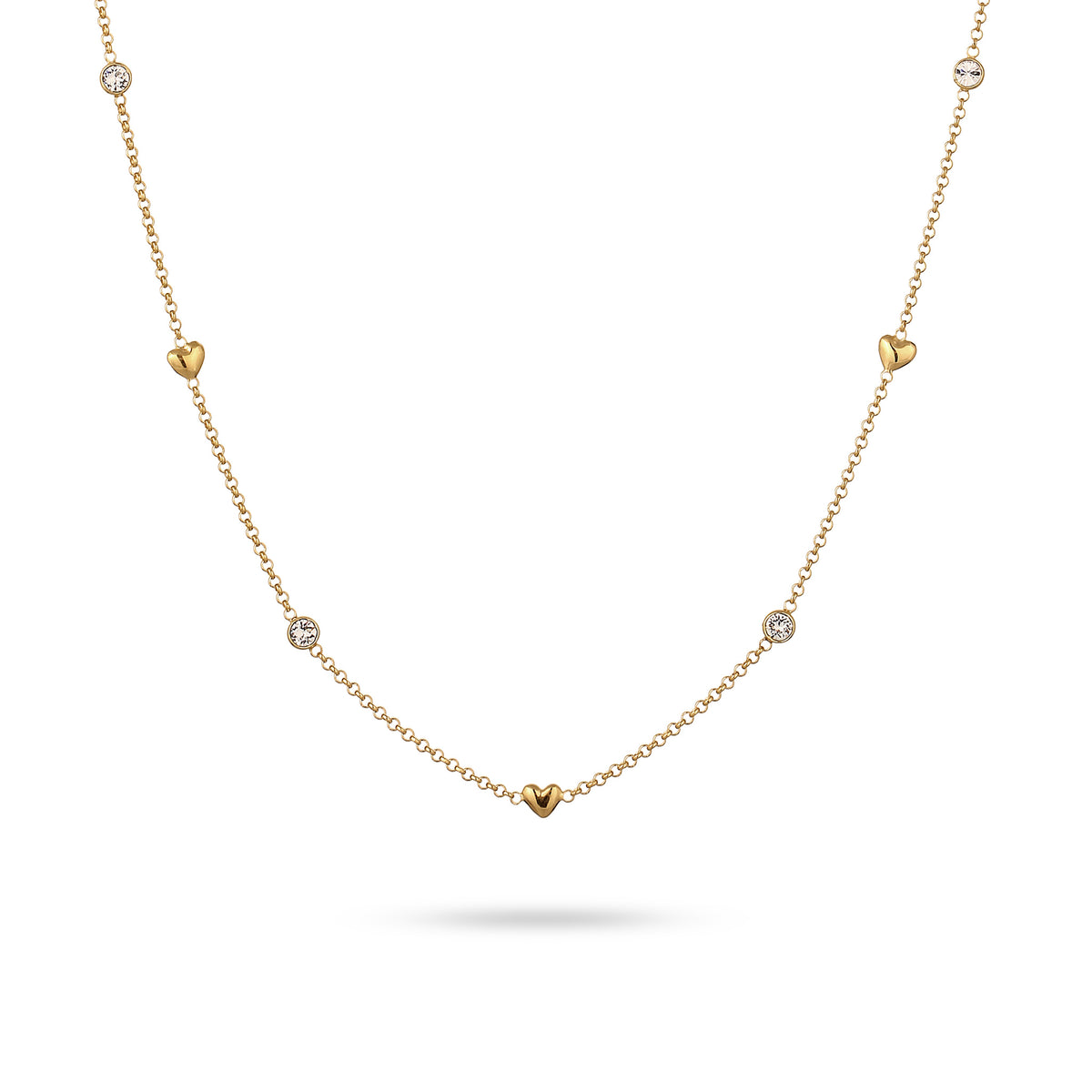 Gold - Elli | Halskette Herz | Mit Kristalle von Swarovski® (Weiß) | 925 Sterling Silber vergoldet