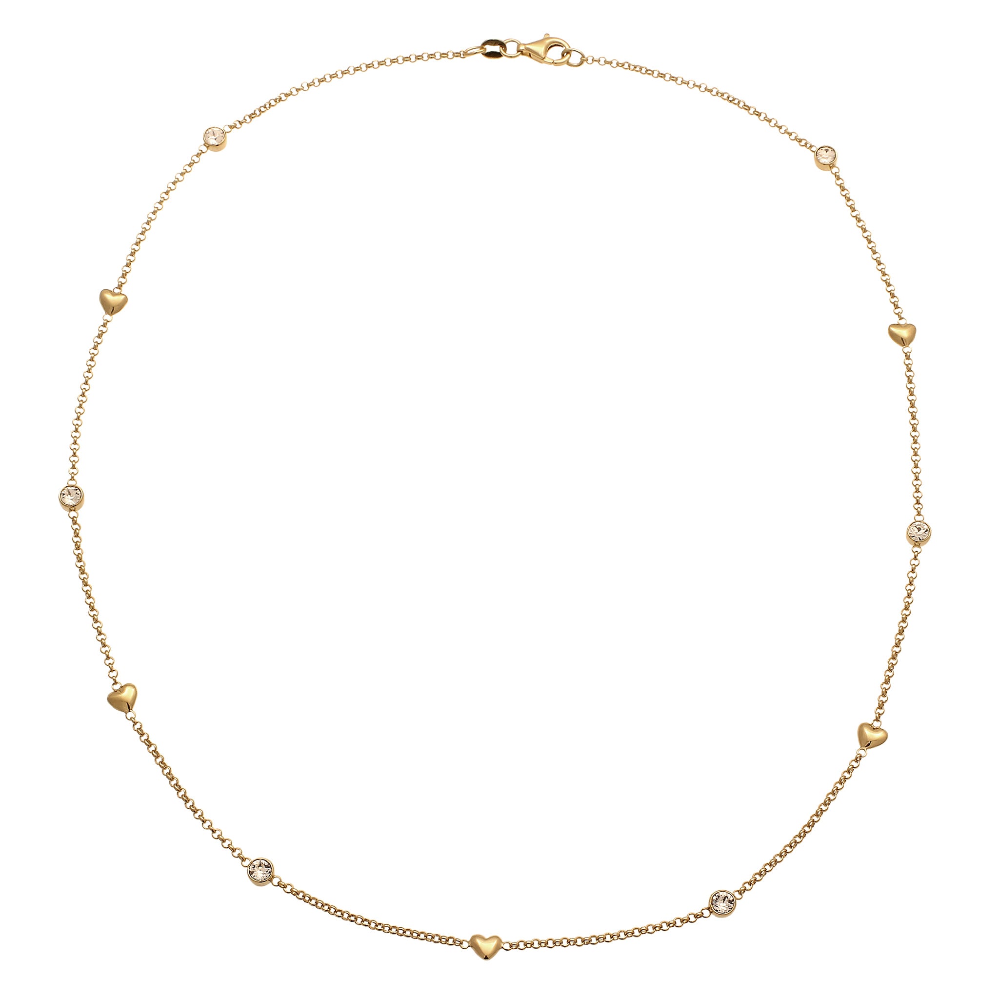 Gold - Elli | Halskette Herz | Mit Kristalle von Swarovski® (Weiß) | 925 Sterling Silber vergoldet