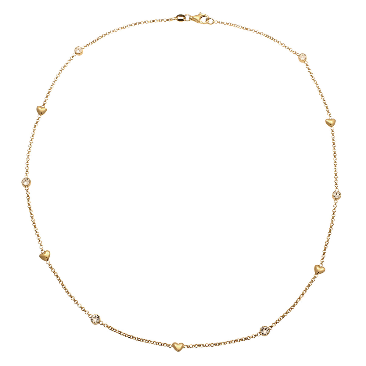 Gold - Elli | Halskette Herz | Mit Kristalle von Swarovski® (Weiß) | 925 Sterling Silber vergoldet