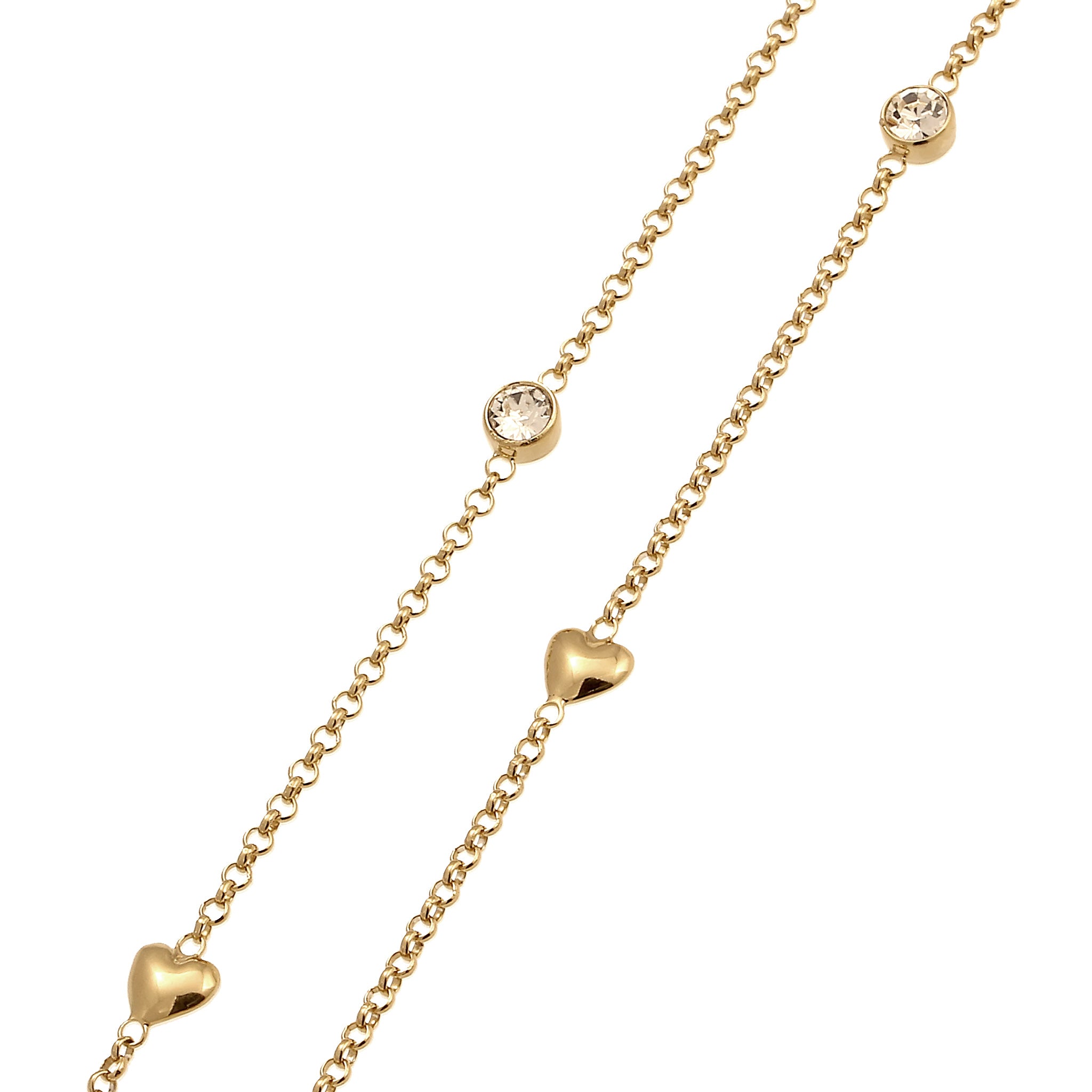 Gold - Elli | Halskette Herz | Mit Kristalle von Swarovski® (Weiß) | 925 Sterling Silber vergoldet