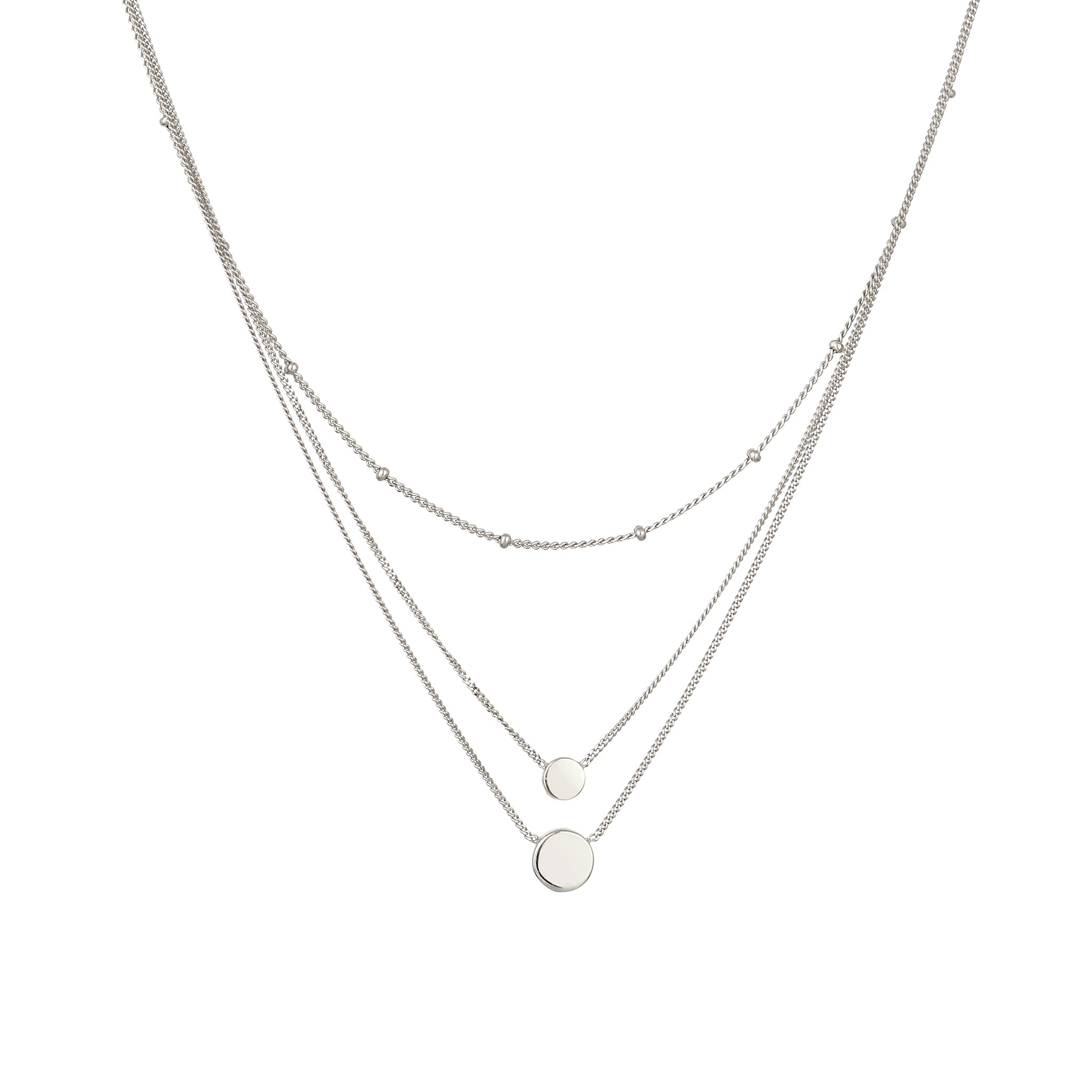 Silber - Elli | Layer-Halskette | Synthetischer Opal (Weiß) | 925 Sterling Silber