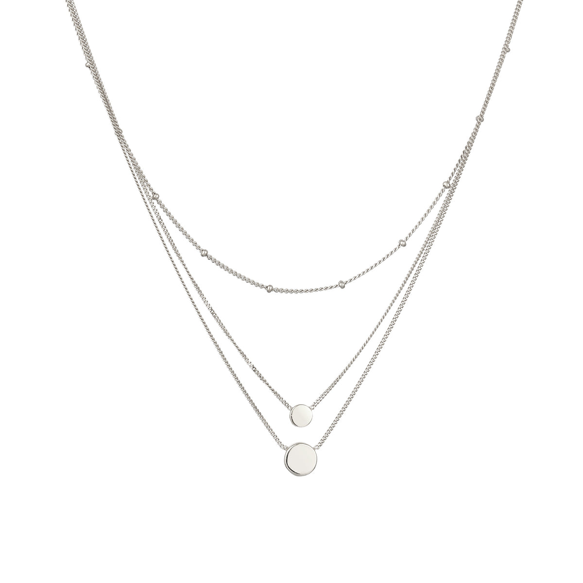 Silber - Elli | Layer-Halskette | Synthetischer Opal (Weiß) | 925 Sterling Silber