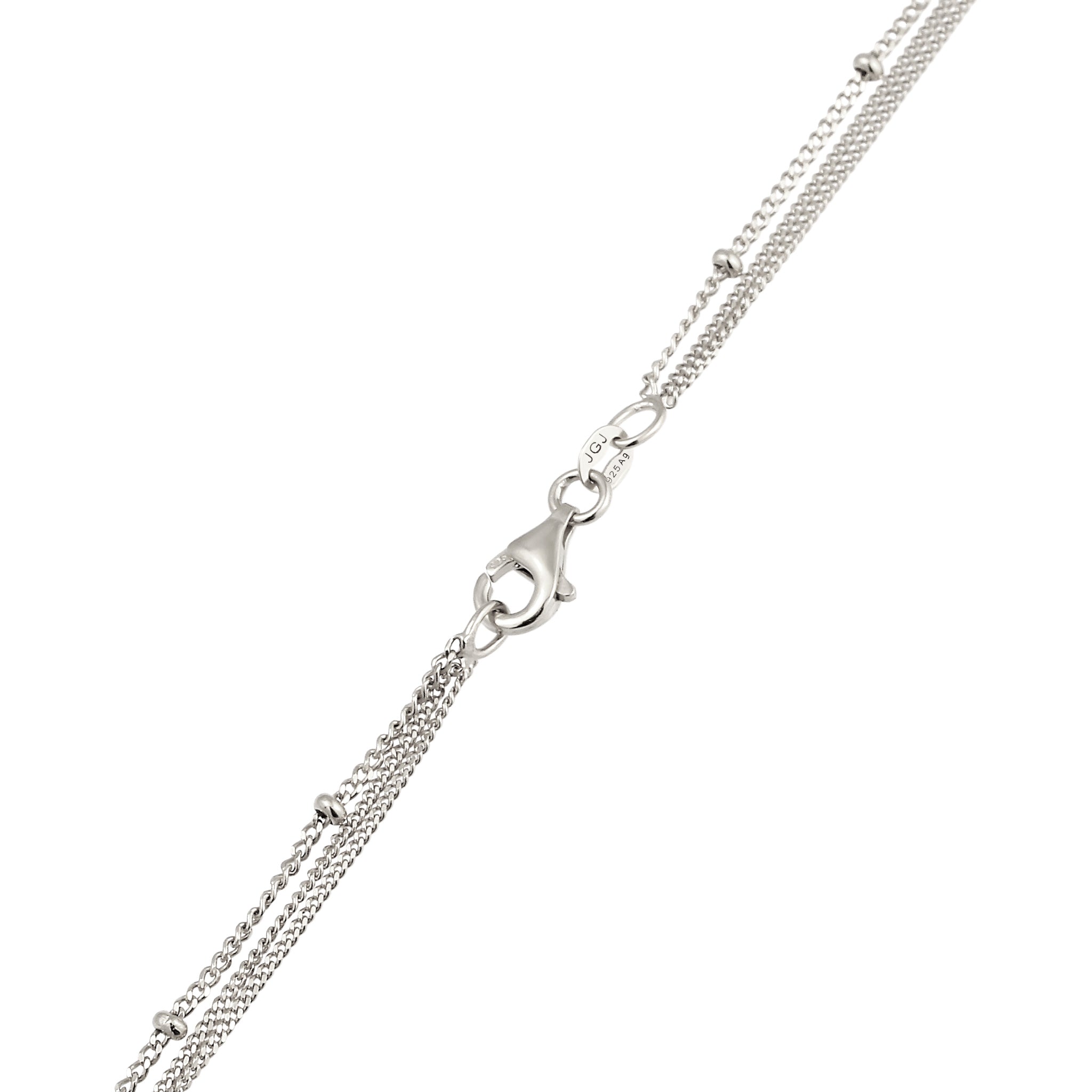 Silber - Elli | Layer-Halskette | Synthetischer Opal (Weiß) | 925 Sterling Silber