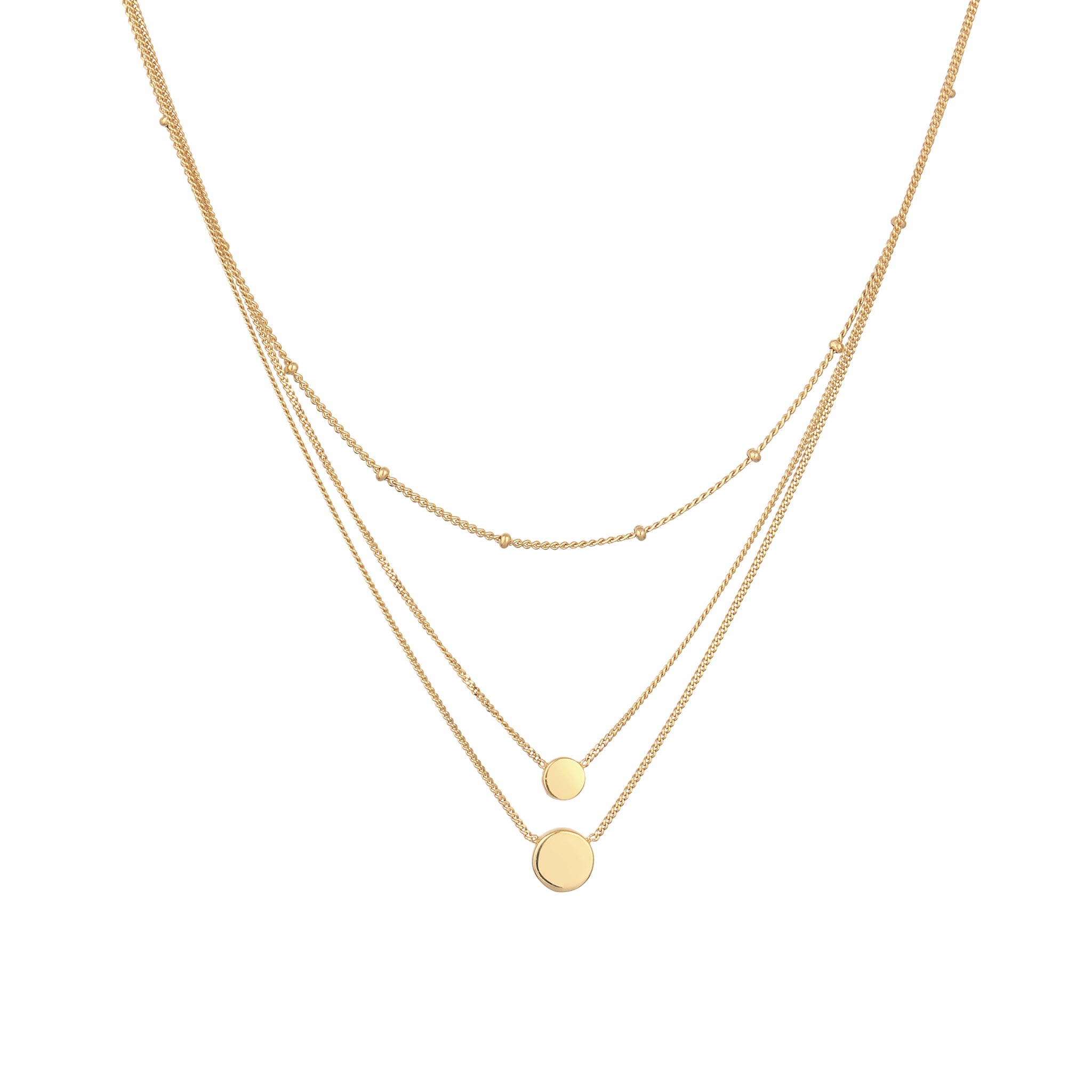 Gold - Elli | Layer-Halskette | Synthetischer Opal (Weiß)) | 925 Sterling Silber vergoldet