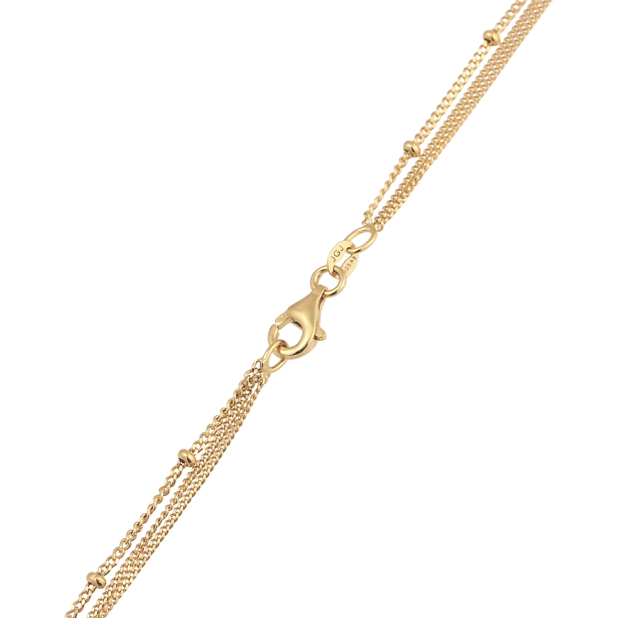 Gold - Elli | Layer-Halskette | Synthetischer Opal (Weiß)) | 925 Sterling Silber vergoldet