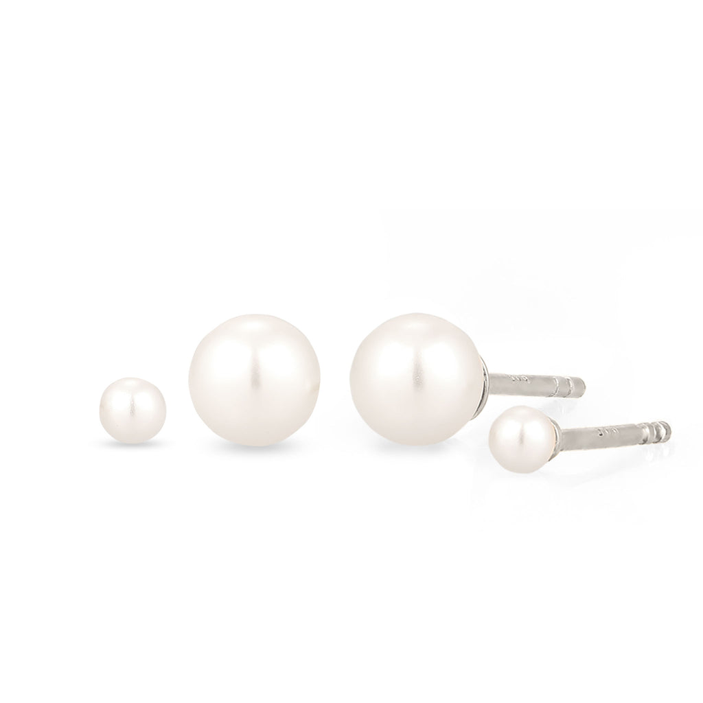 Silber - Elli | Ohrstecker Set | Perlen von Swarovski® (Weiß) | 925 Sterling Silber