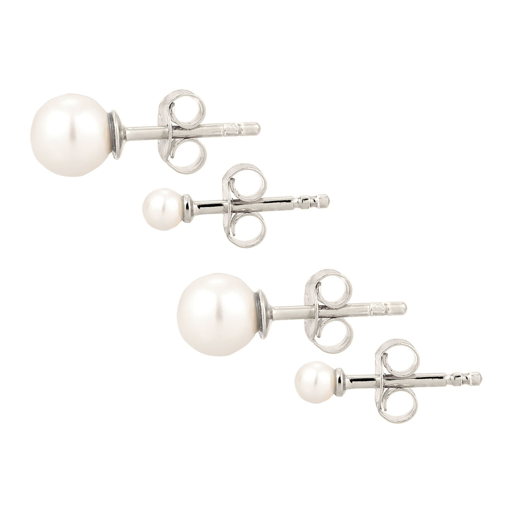 Silber - Elli | Ohrstecker Set | Perlen von Swarovski® (Weiß) | 925 Sterling Silber
