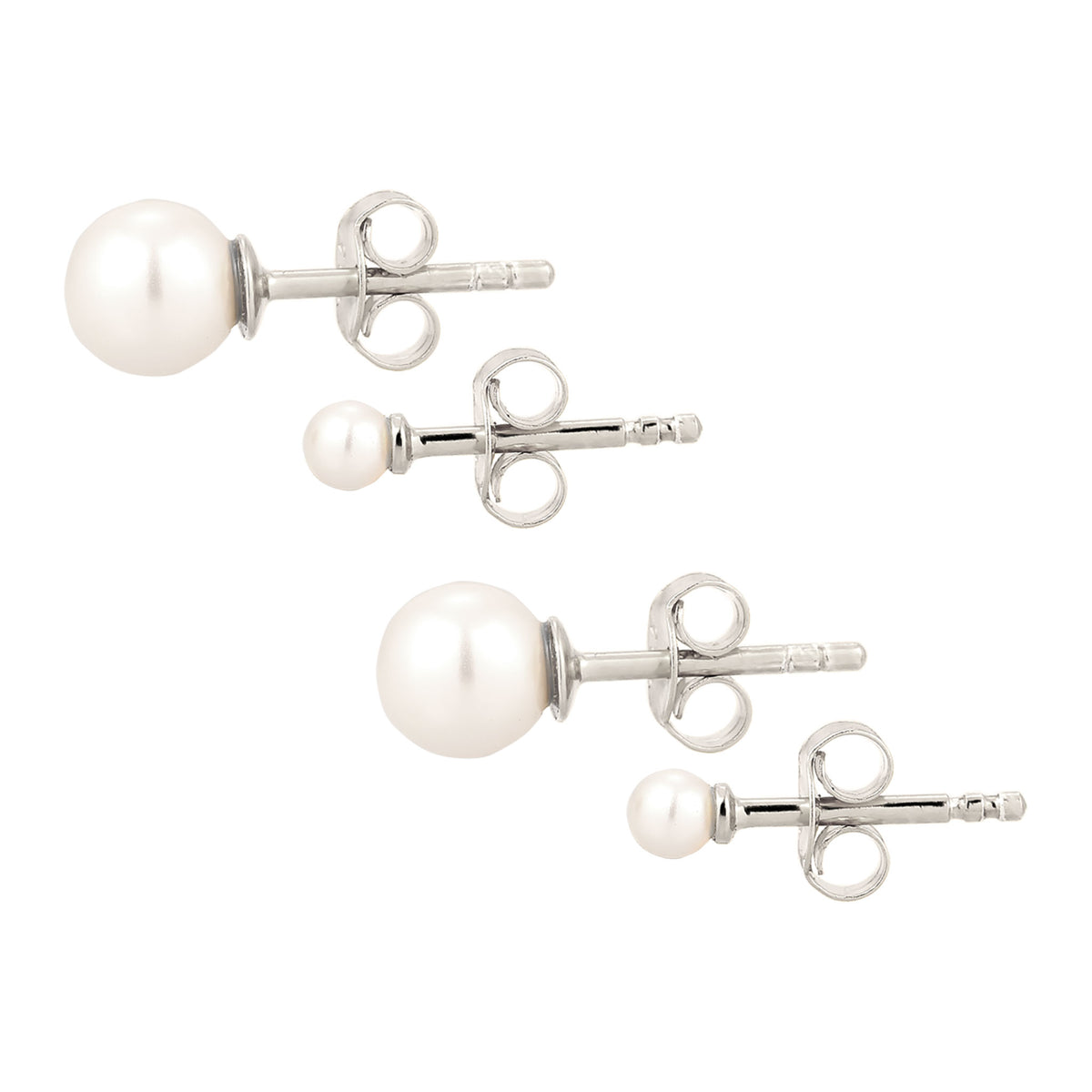 Silber - Elli | Ohrstecker Set | Perlen von Swarovski® (Weiß) | 925 Sterling Silber