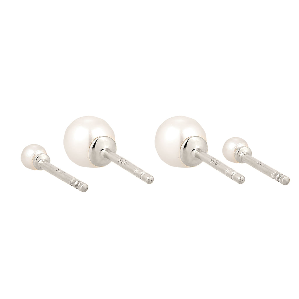 Silber - Elli | Ohrstecker Set | Perlen von Swarovski® (Weiß) | 925 Sterling Silber