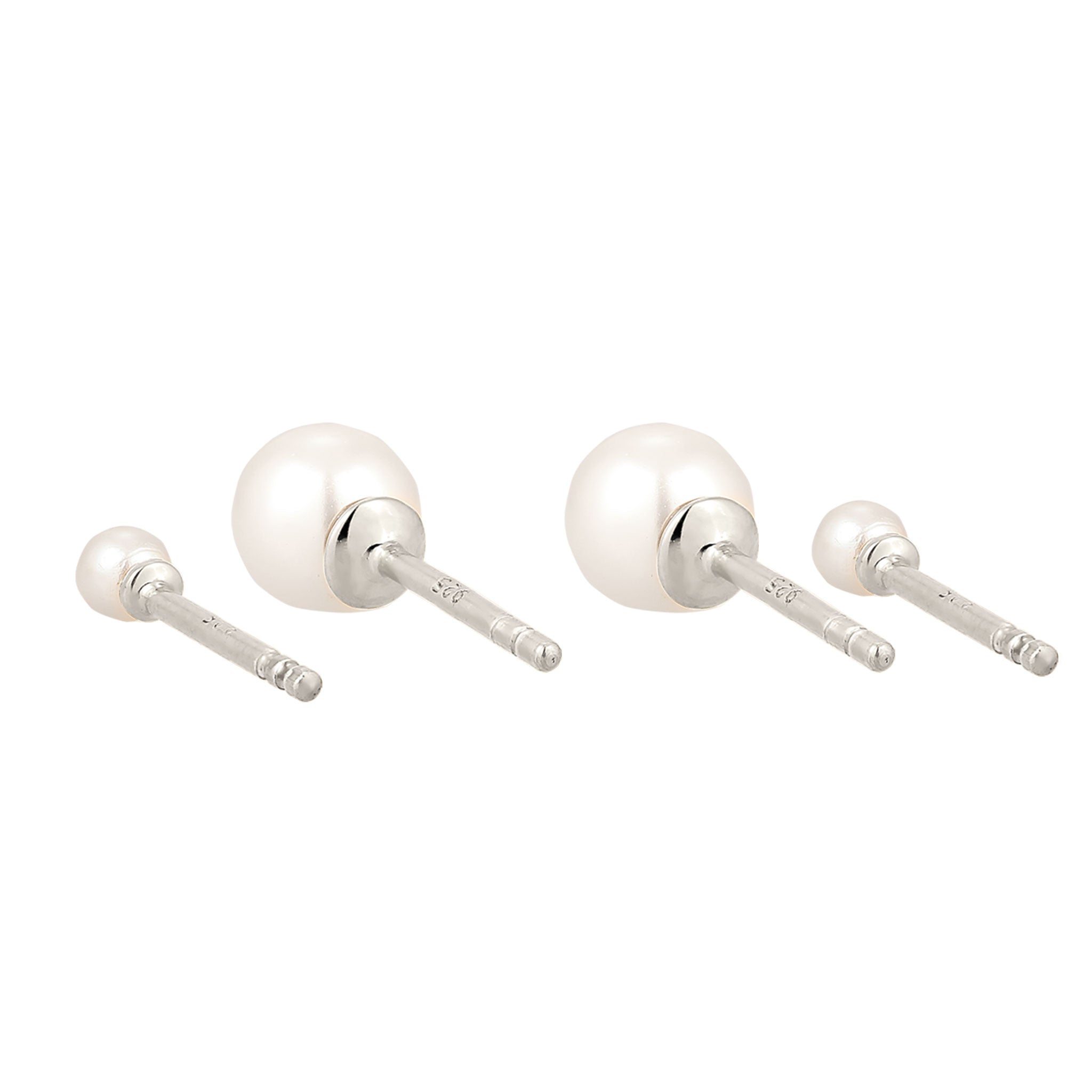 Silber - Elli | Ohrstecker Set | Perlen von Swarovski® (Weiß) | 925 Sterling Silber