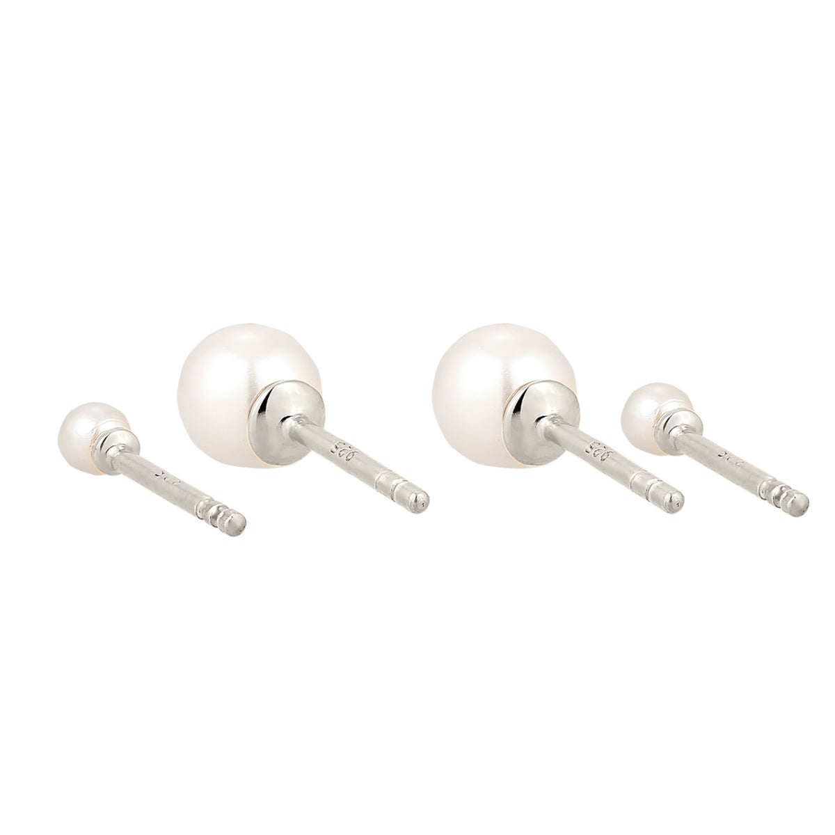 Silber - Elli | Ohrstecker Set | Perlen von Swarovski® (Weiß) | 925 Sterling Silber