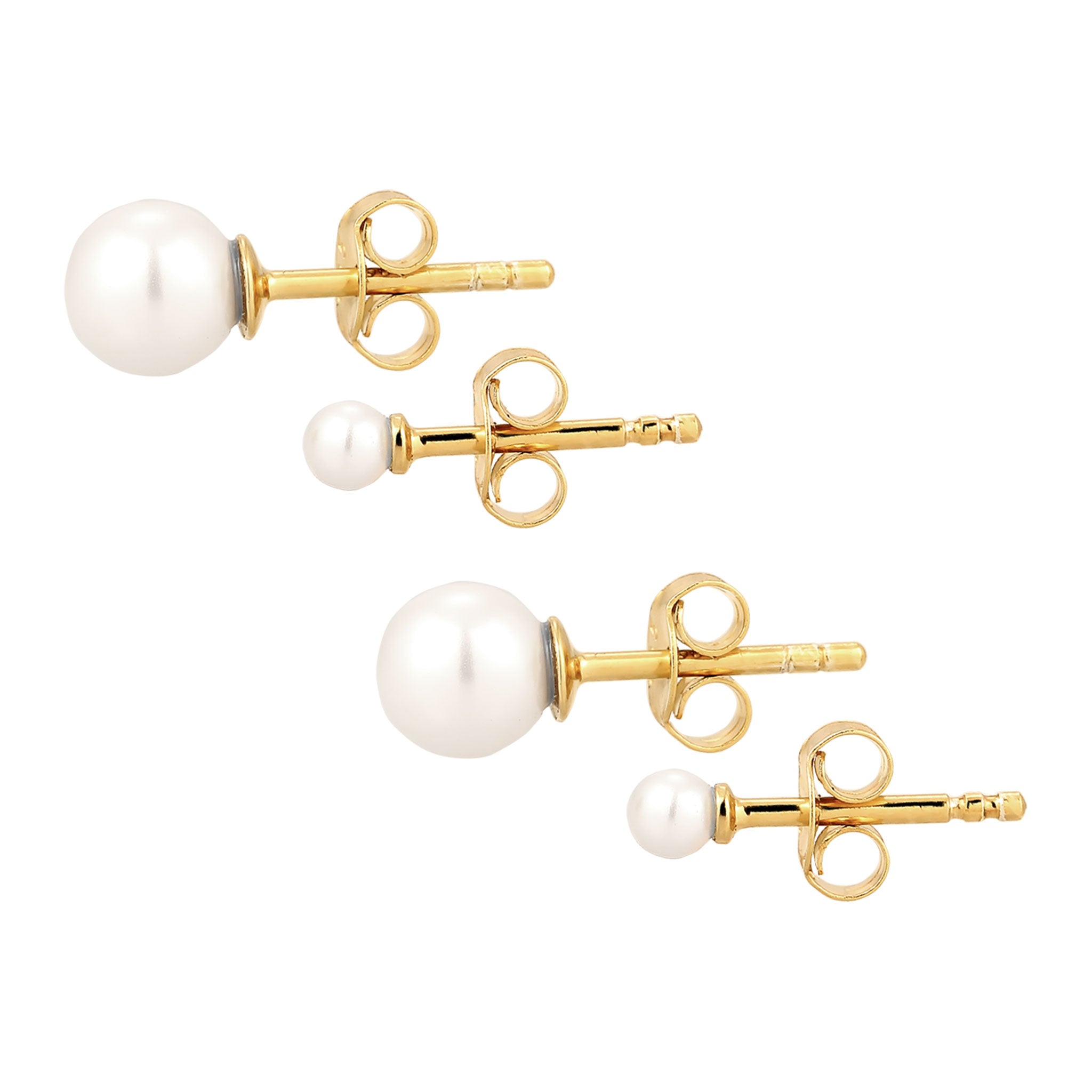 Gold - Elli | Ohrstecker Set | Perlen von Swarovski® (Weiß) | 925 Sterling Silber vergoldet