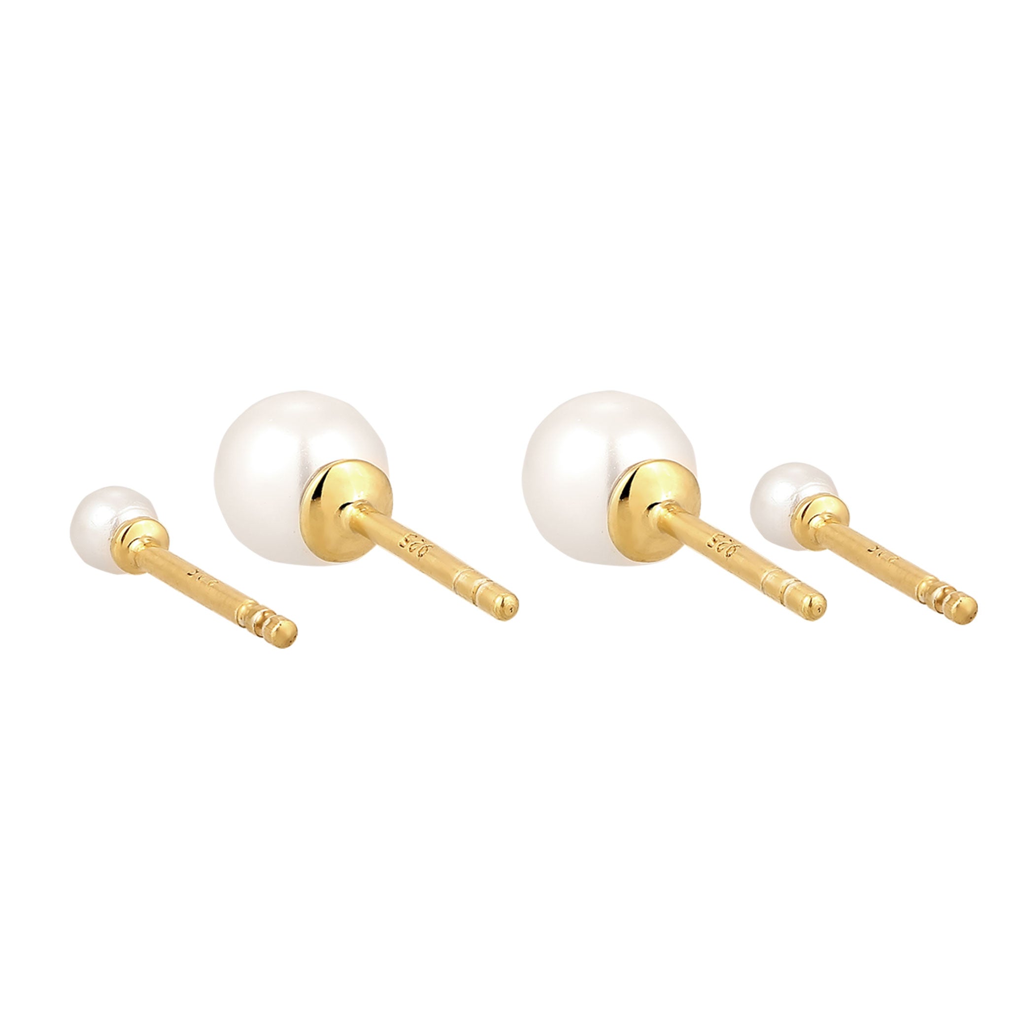 Gold - Elli | Ohrstecker Set | Perlen von Swarovski® (Weiß) | 925 Sterling Silber vergoldet