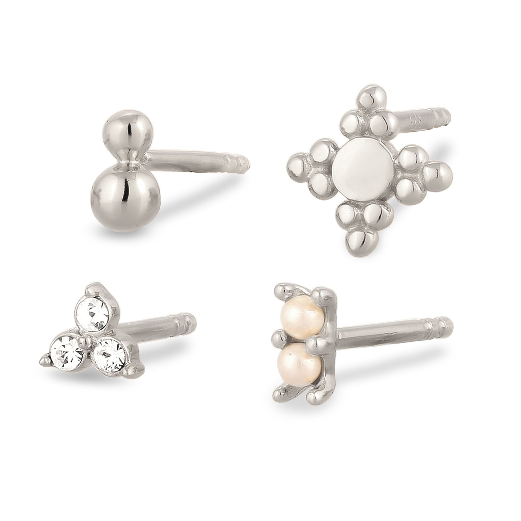 Silber - Elli | Ohrstecker Set | mit Kristalle von Swarovski® (Weiß) | 925 Sterling Silber