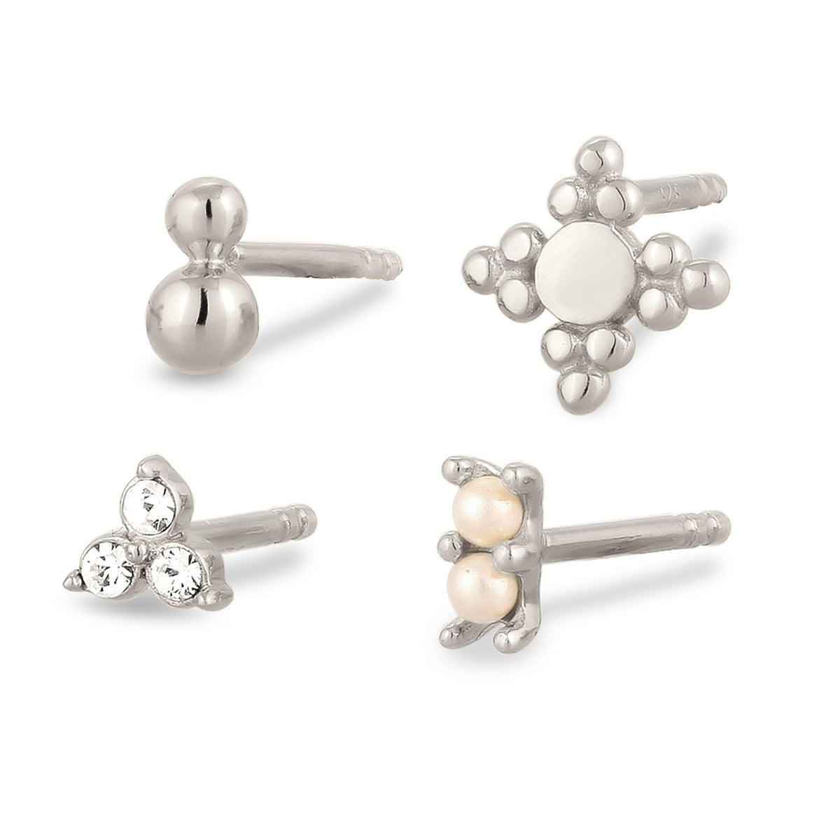 Silber - Elli | Ohrstecker Set | mit Kristalle von Swarovski® (Weiß) | 925 Sterling Silber
