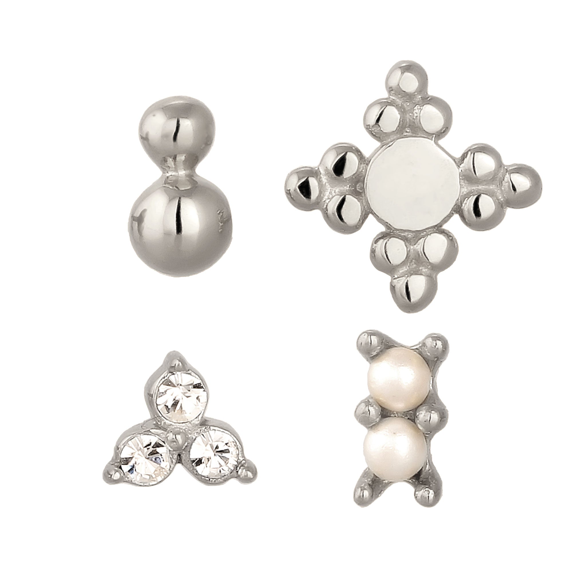 Silber - Elli | Ohrstecker Set | mit Kristalle von Swarovski® (Weiß) | 925 Sterling Silber