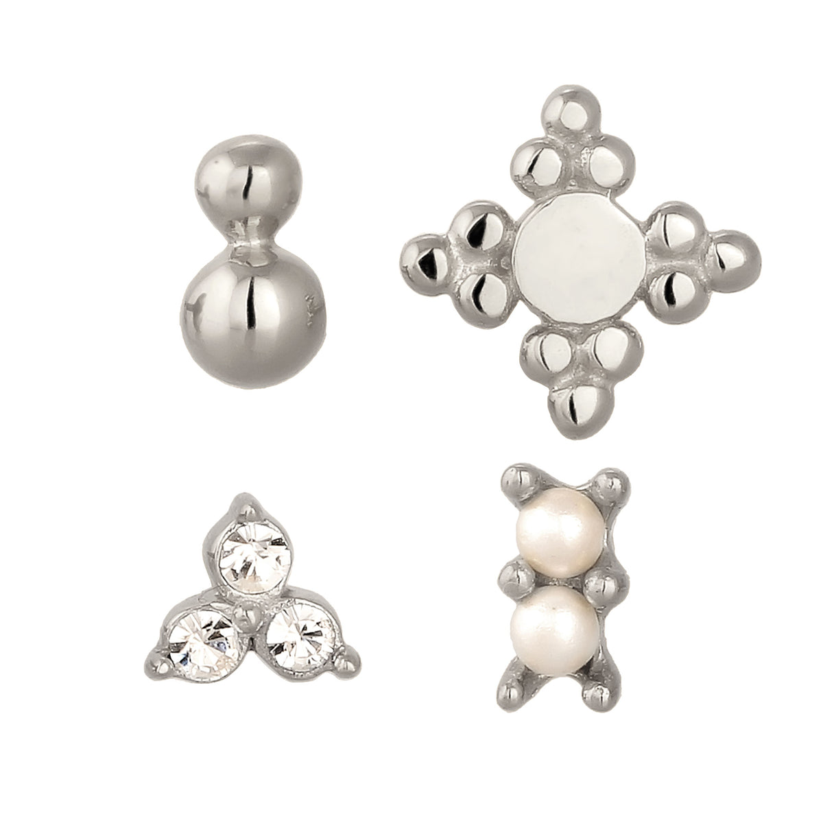 Silber - Elli | Ohrstecker Set | mit Kristalle von Swarovski® (Weiß) | 925 Sterling Silber