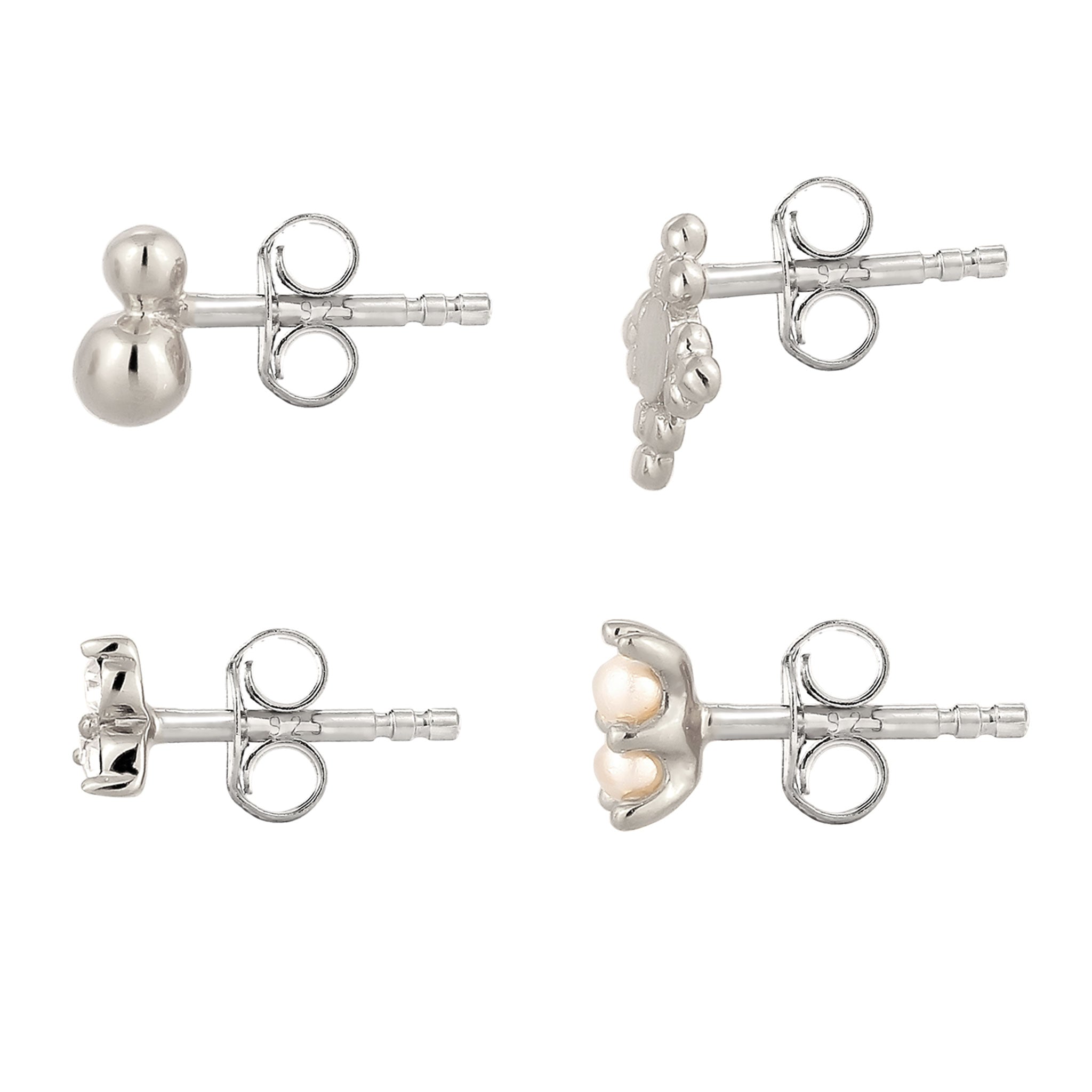 Silber - Elli | Ohrstecker Set | mit Kristalle von Swarovski® (Weiß) | 925 Sterling Silber