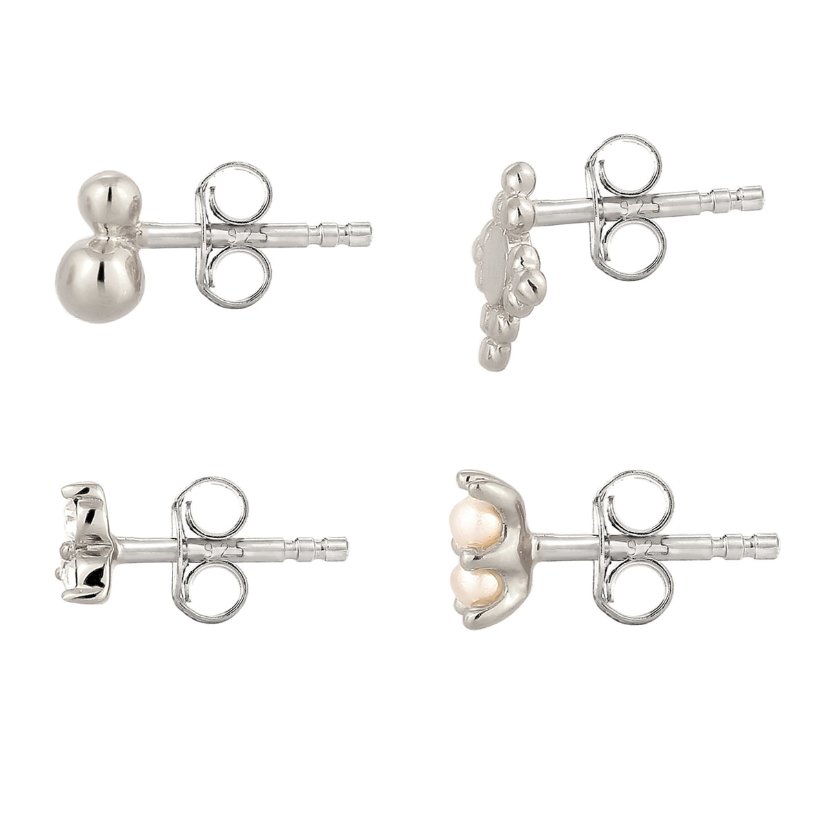 Silber - Elli | Ohrstecker Set | mit Kristalle von Swarovski® (Weiß) | 925 Sterling Silber