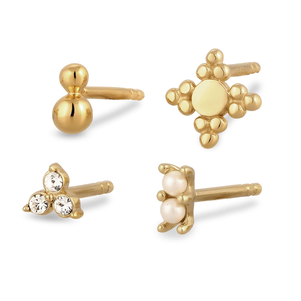 Gold - Elli | Ohrstecker Set | mit Kristalle von Swarovski® (Weiß) | 925 Sterling Silber vergoldet