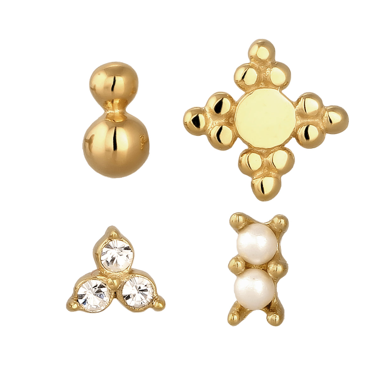 Gold - Elli | Ohrstecker Set | mit Kristalle von Swarovski® (Weiß) | 925 Sterling Silber vergoldet