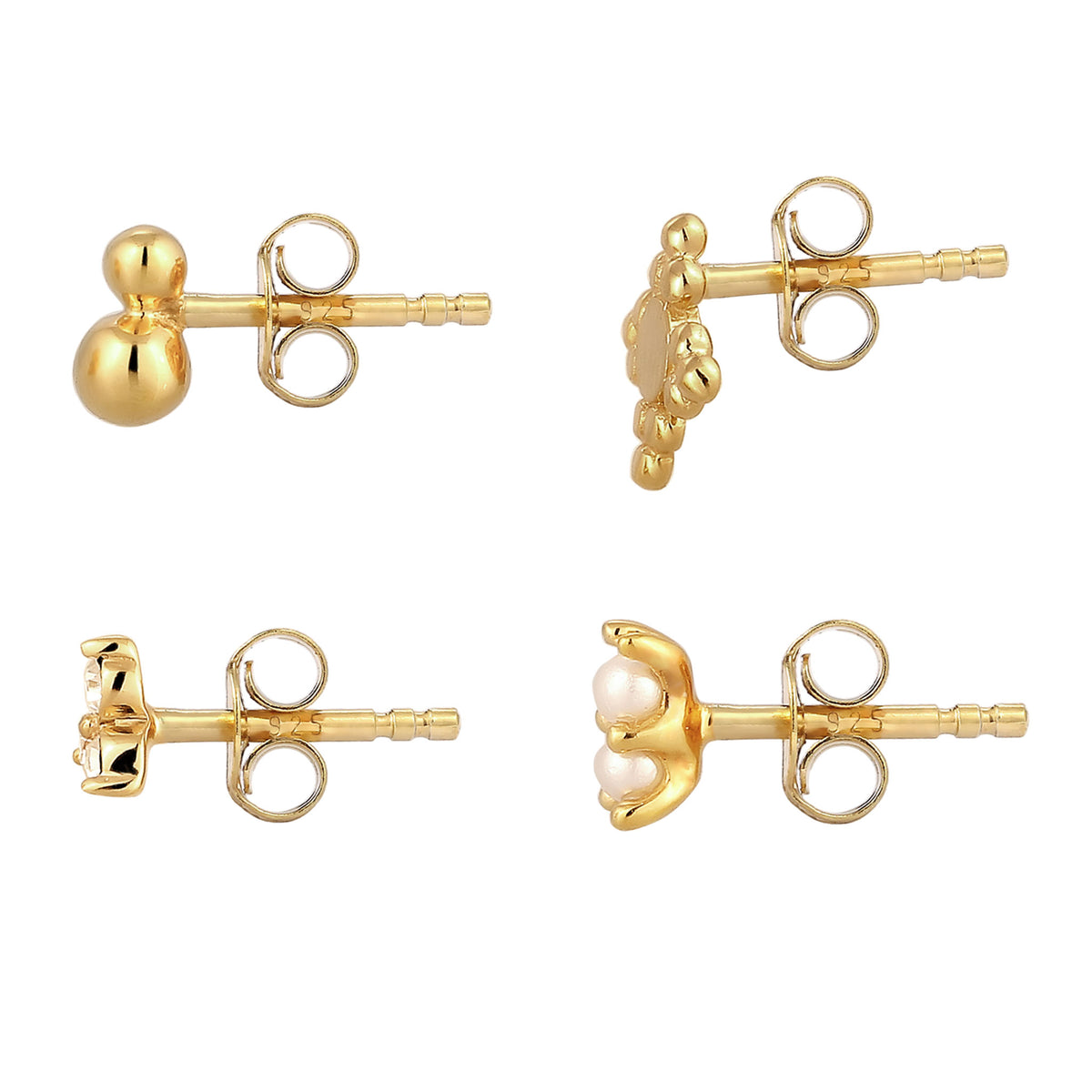 Gold - Elli | Ohrstecker Set | mit Kristalle von Swarovski® (Weiß) | 925 Sterling Silber vergoldet