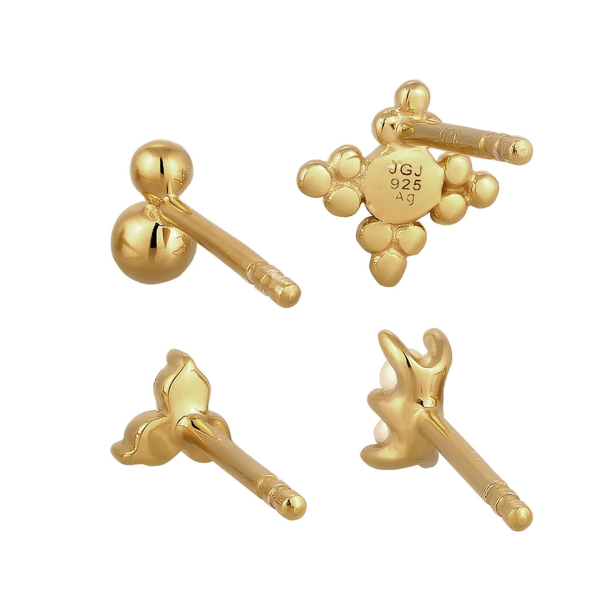 Gold - Elli | Ohrstecker Set | mit Kristalle von Swarovski® (Weiß) | 925 Sterling Silber vergoldet