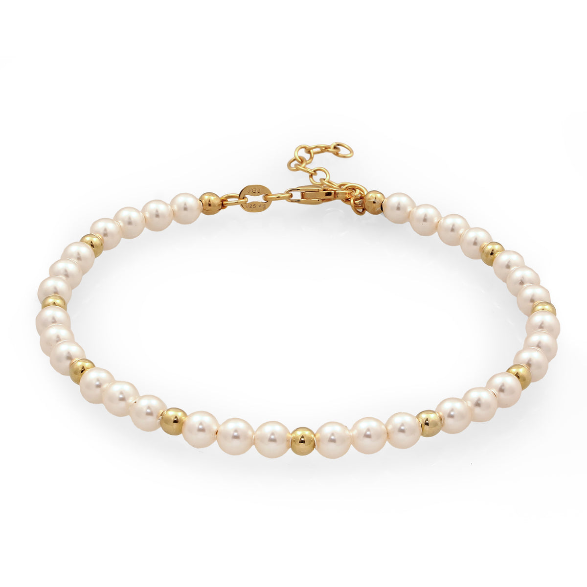 Gold - Elli | Armband | mit Perlen von Swarovski® (Weiß) | 925 Sterling Silber vergoldet