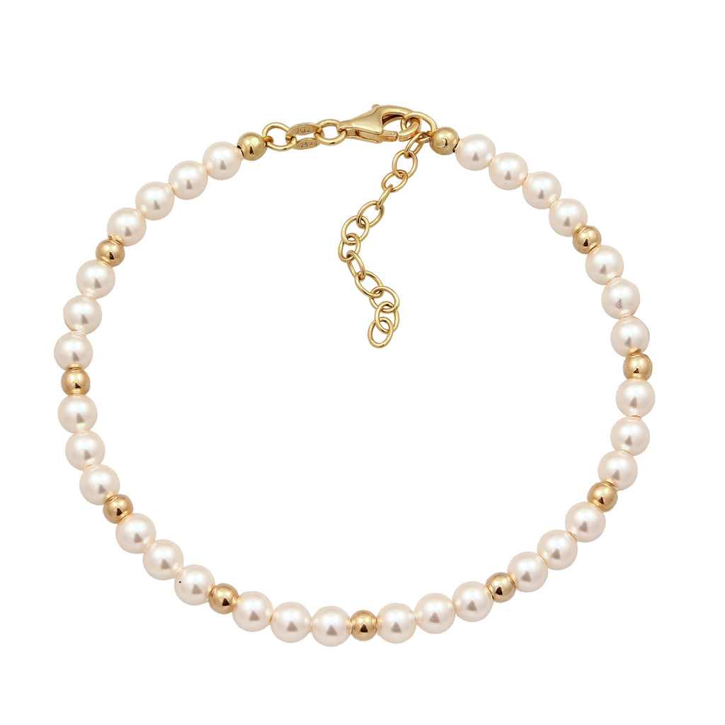 Gold - Elli | Armband | mit Perlen von Swarovski® (Weiß) | 925 Sterling Silber vergoldet